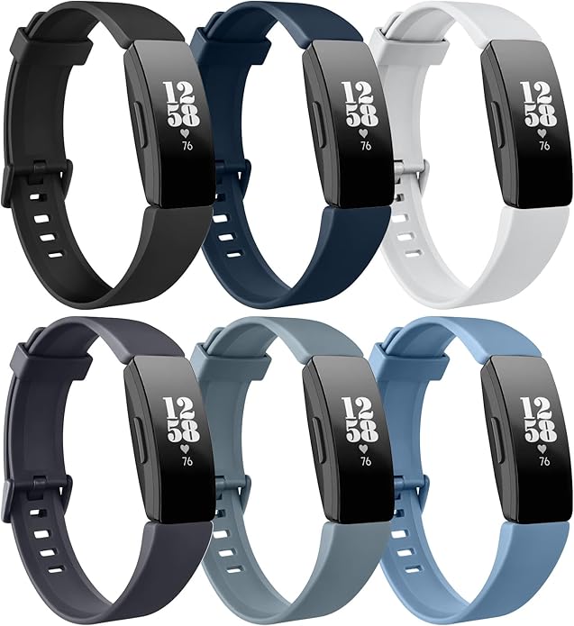 6 Pack Bands for Fitbit Inspire 2 / Inspire HR/Inspire/Ace 2 Replacement Wristbands for Women Men Small Large