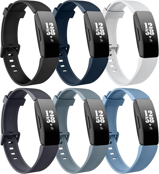 6 Pack Bands for Fitbit Inspire 2 / Inspire HR/Inspire/Ace 2 Replacement Wristbands for Women Men Small Large