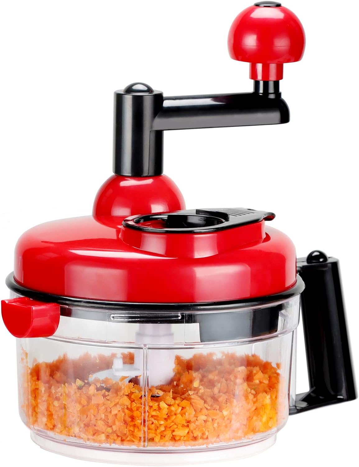 KEOUKE Hand Crank Food Chopper Red - Manual Food Processor with Egg Separator, Labor-Saving, Easy to Clean, Large Vegetable Mixer Blender for Onion, Garlic, Salad, Salsa, Nuts, Meat, Fruit, etc