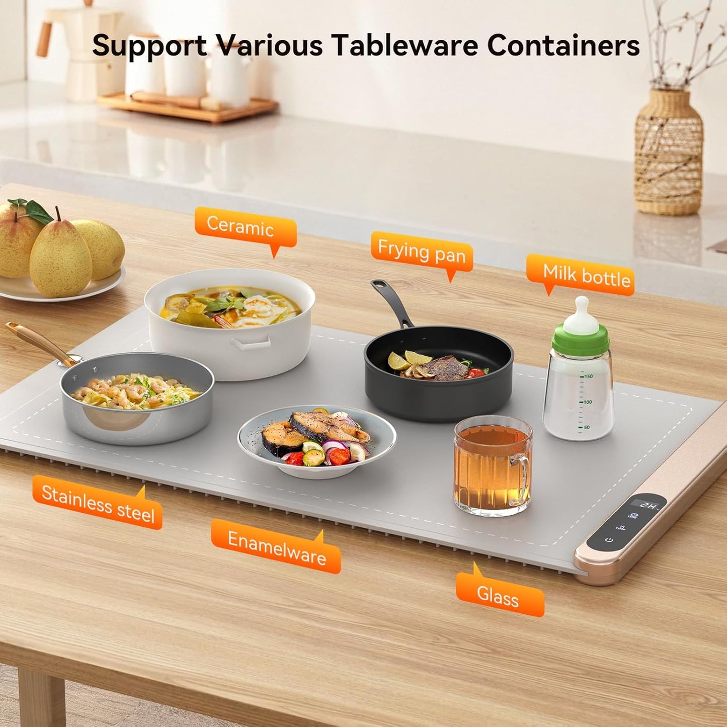 Electric Warming Tray, Food Warmers with Adjustable Temperature, Timer, Full Surface Heating, Rollable Silicone Food Warming Mat for Parties, Buffet, Family Gatherings, Daily Use