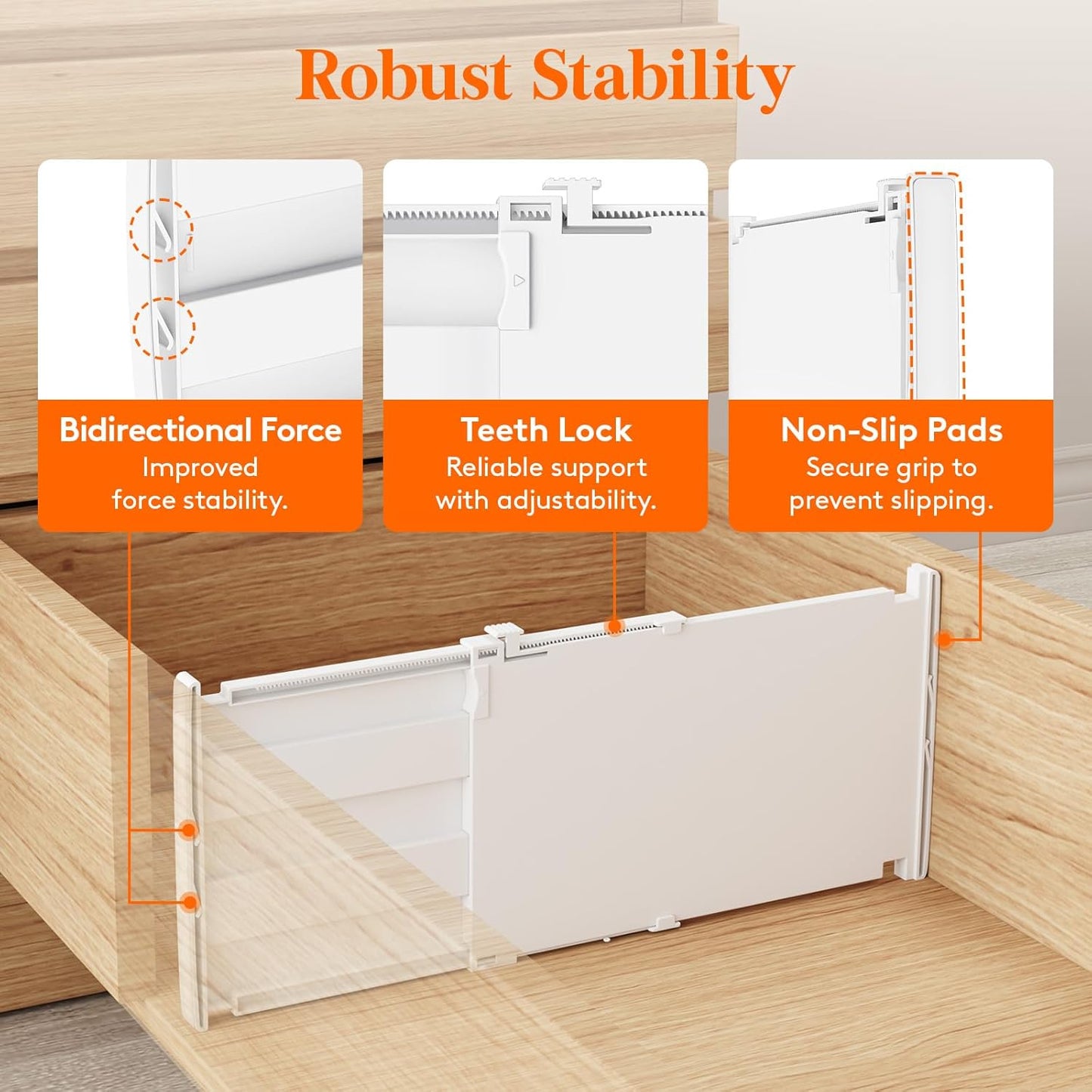 Lifewit 6 Pack Deep Drawer Dividers 8" High, 13.8-22.5" Adjustable Dresser Drawer Divider, Plastic Drawer Organizer for Clothes, Tall Drawers Separators for Dresser, Kitchen, Bedroom, Bathroom, Office
