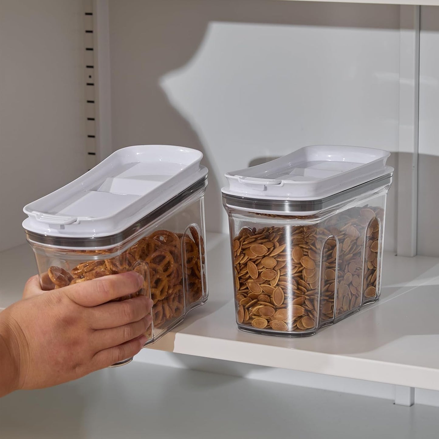 FreshKeeper Food Dispenser Set, Airtight Food Storage Container with Lid 1.5L,2PCS BPA-FREE Plastic Pantry Organization Canisters for Nuts Quinoa Coffee and More Dry Food in Kitchen