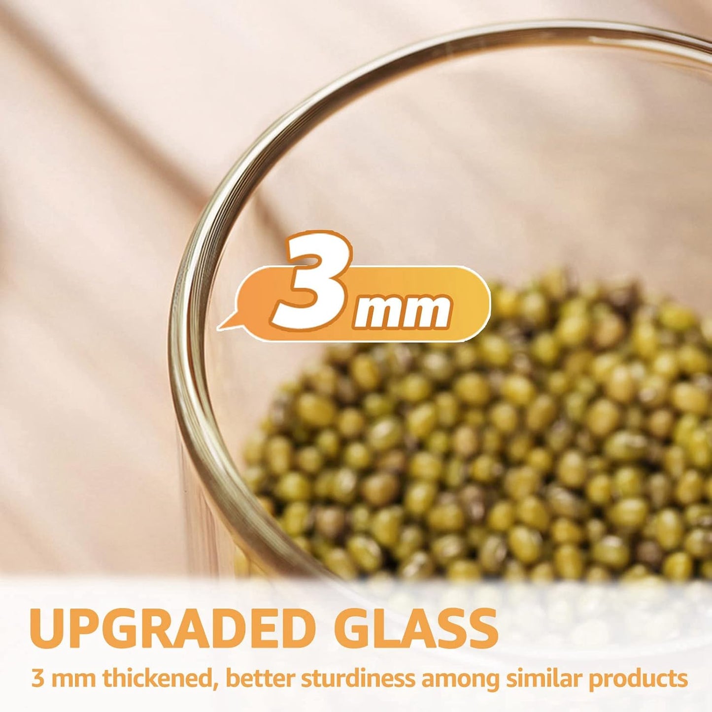 12 FL Oz Glass Jars with Bamboo Lid Set, 8Pack UPGRADE Clear Food Storage Canisters Kitchen Pantry Containers, for Spice Herb Nuts Tea Seed Seasoning Dry Foods Bean Sugar Snack Candy