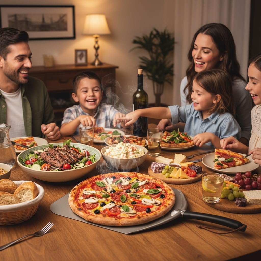 Q Pizza Aluminium Pizza Peel 14 inch, Extra Large Metal Pizza Turning Paddle, Non-stick Pizza Spatula for ooni Grill Oven Baking Bread Pastry Dough Pie Cake, PT205