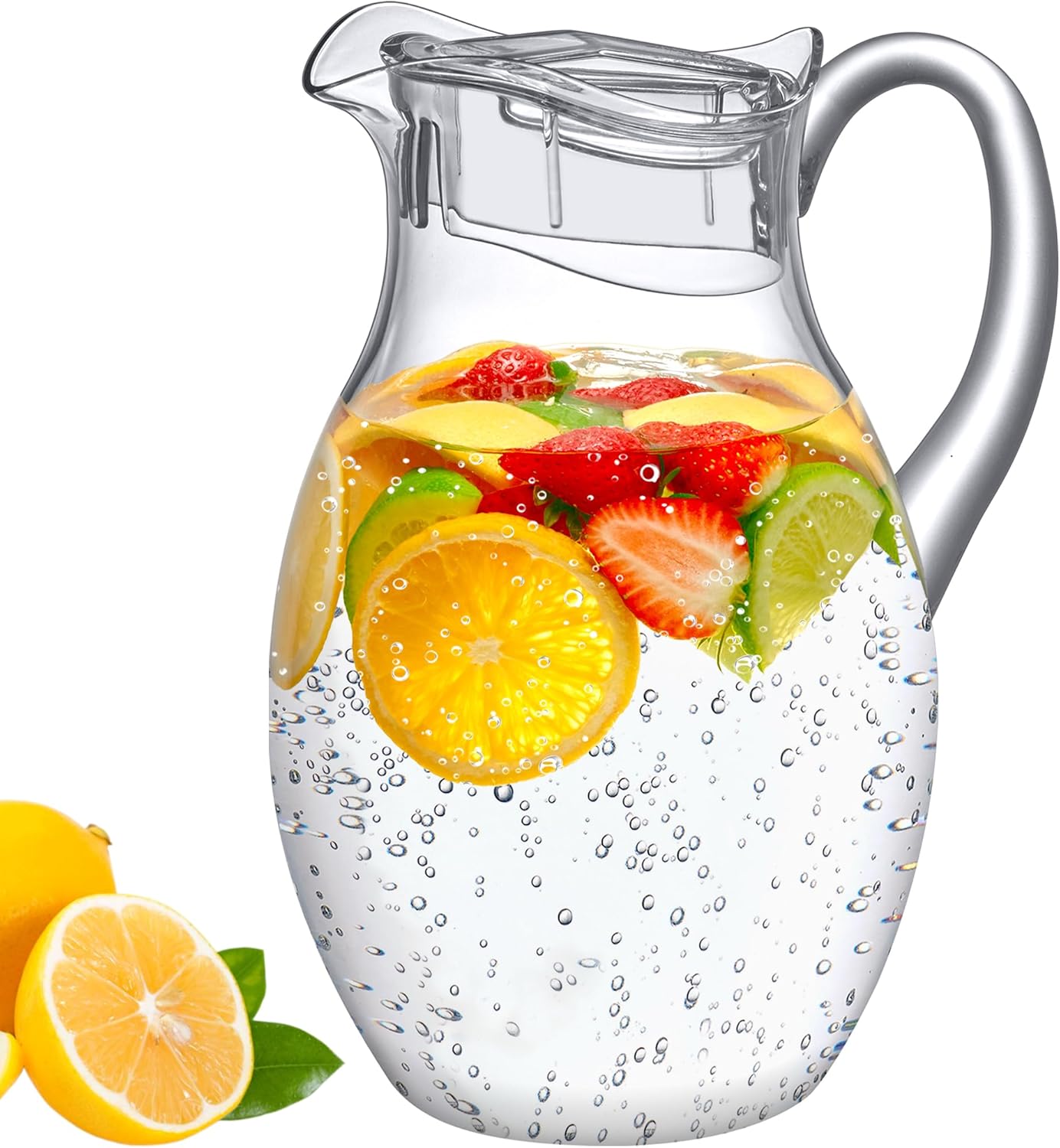 Amazing Abby - Bubbly Grand - Plastic Pitcher (96 oz, 3 Quart), Clear Water Pitcher with Lid, Fridge Jug, BPA-Free, Shatter-Proof, Great for Iced Tea, Sangria, Lemonade, Juice, Milk, and More
