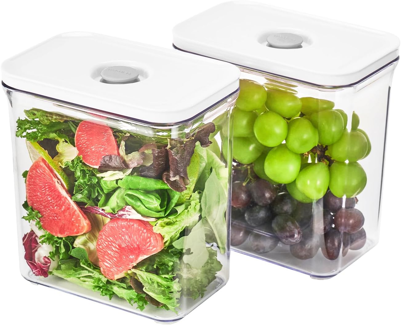Premium Airtight Food Storage Containers, Rectangular 2PC-SET(2.11qt), Smart One-Click Seal Lid, 100% Leak Proof, Keep Food Fresh Longer, BPA-FREE, Dishwasher/Freezer & Microwave Safe