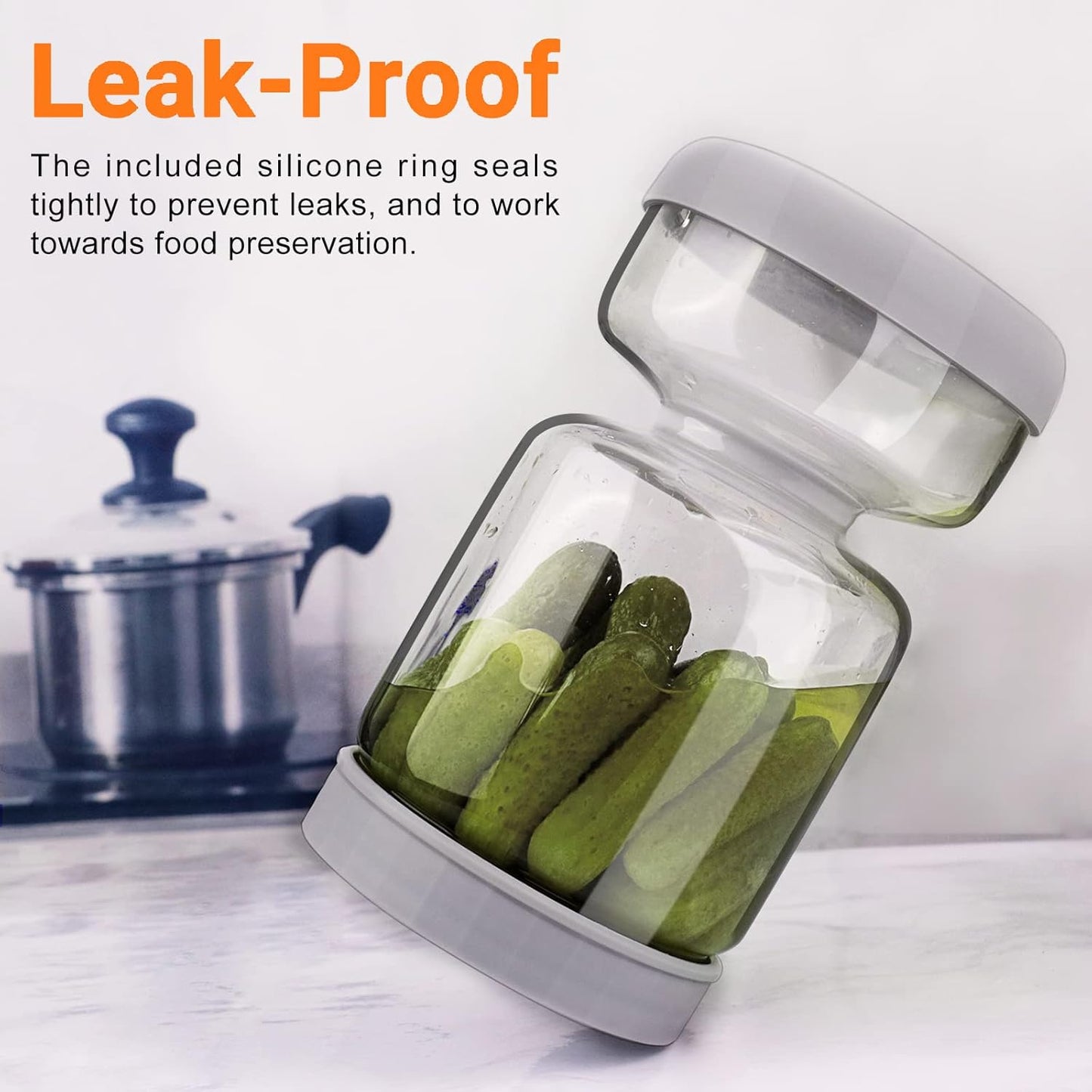 Pickle and Olive Hourglass Jar with Strainer Flip for Pickle Juice Separator from Wet and Dry, Upgrade Food-grade ABS Lid and BPA Free Hourglass Jar for Airtight Storage