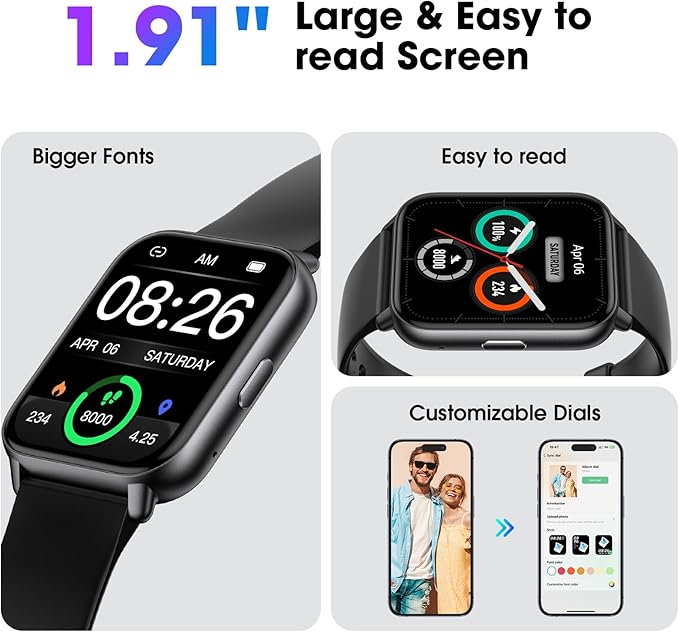 Kummel Smart Watch for Men Women, No App/Phone Required, Fitness Tracker with Pedometer, Bluetooth Call (Answer/Make Call), Heart Rate Blood Oxygen Monitor Step Counter, 100+ Sports Modes