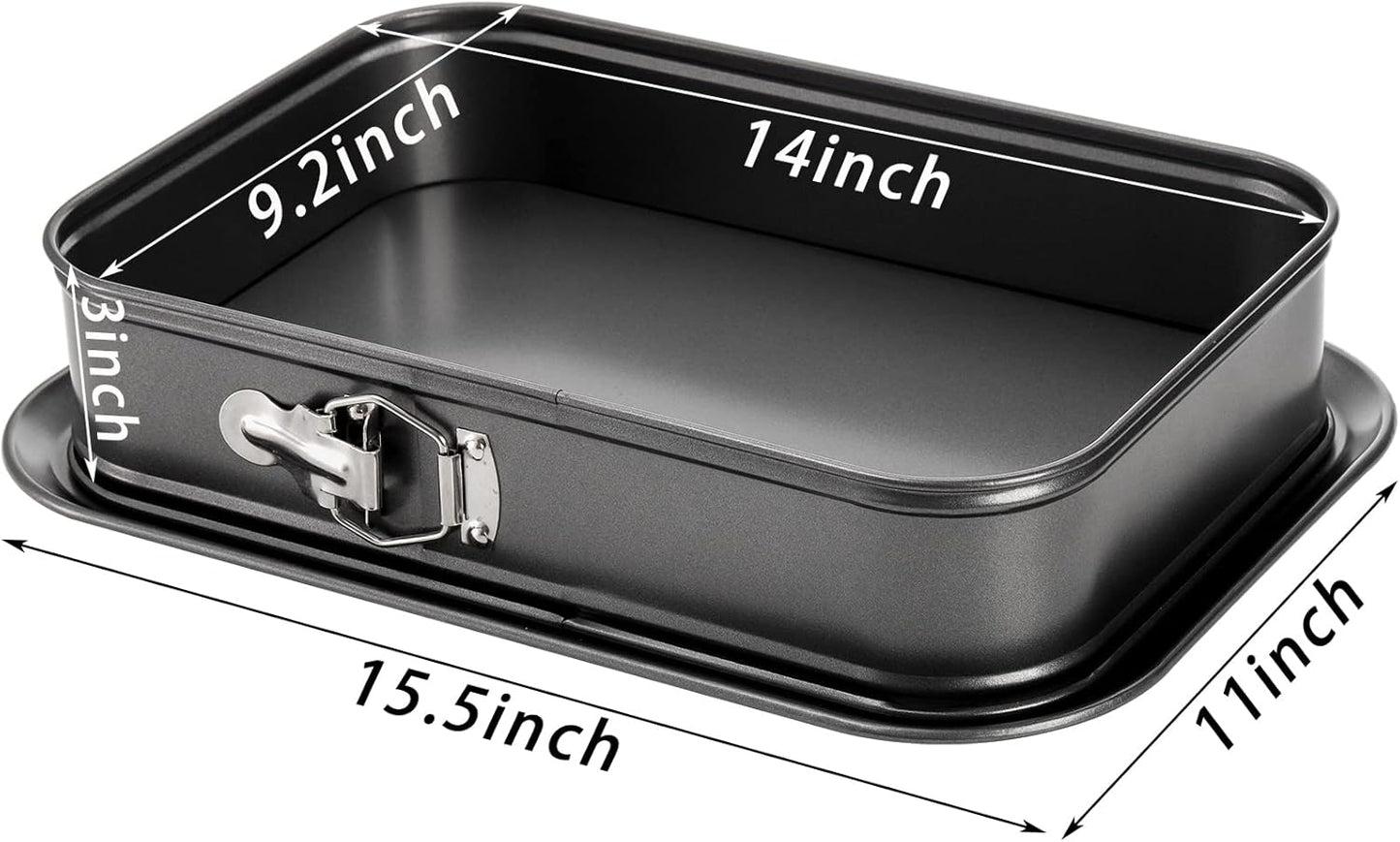 SOUJOY Springform Cake Pan, Non-stick Cheesecake Pan, 14 x 9 Inch Large Rectangle Cake Pan with Removable Bottom, Ice Cream Cake Bakeware, Black
