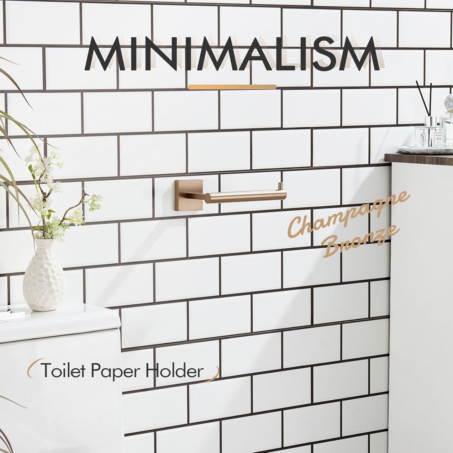 KOKOSIRI Toilet Paper Holder Champagne Bronze Toilet Roll Holder Hold Mega Rolls Kitchen Bathroom Tissue Paper Dispenser Stainless Steel, B2005CPG