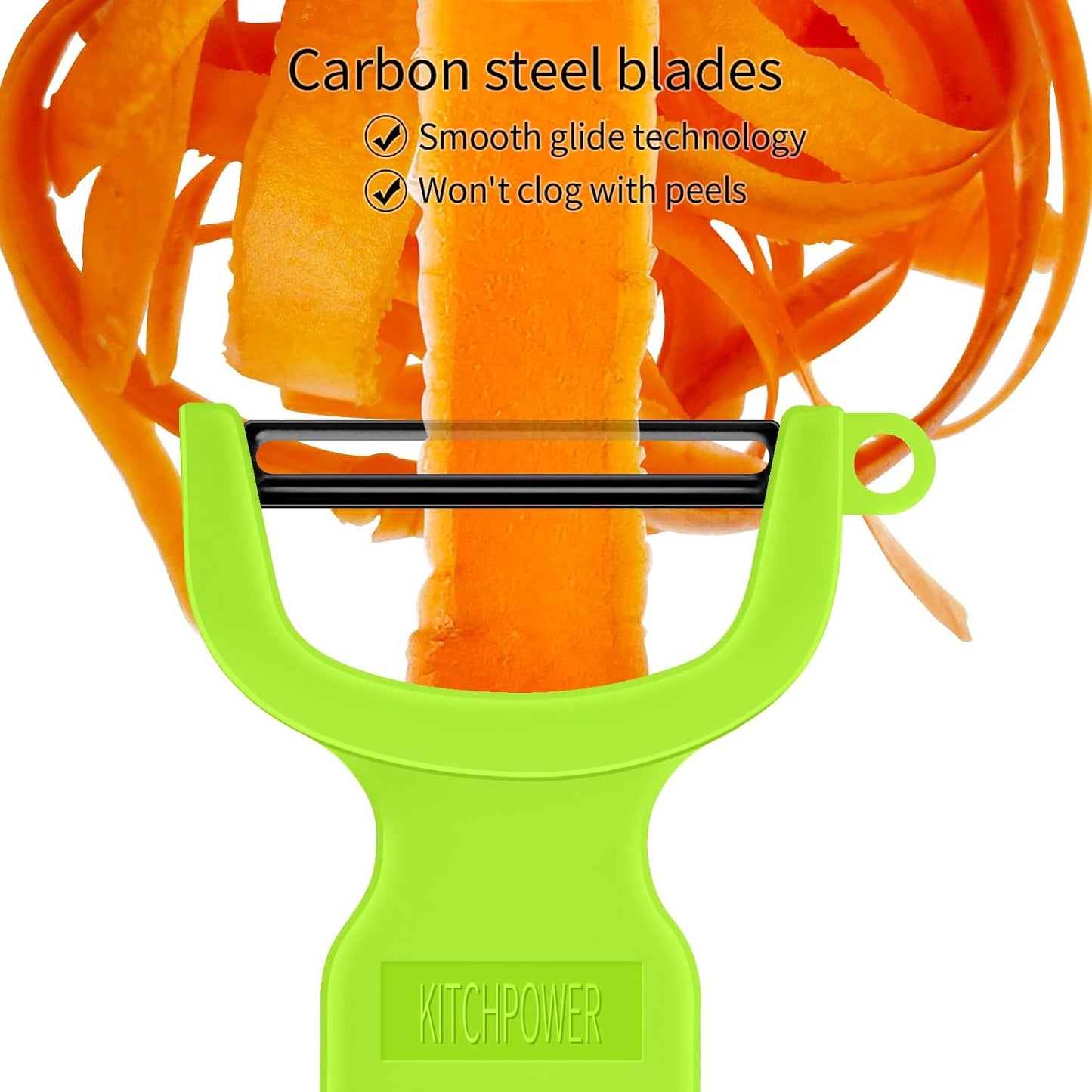 Original Vegetable Peeler, Potato Peelers for kitchen Carbon Steel Blade 3-Pack Green/Orange/Black