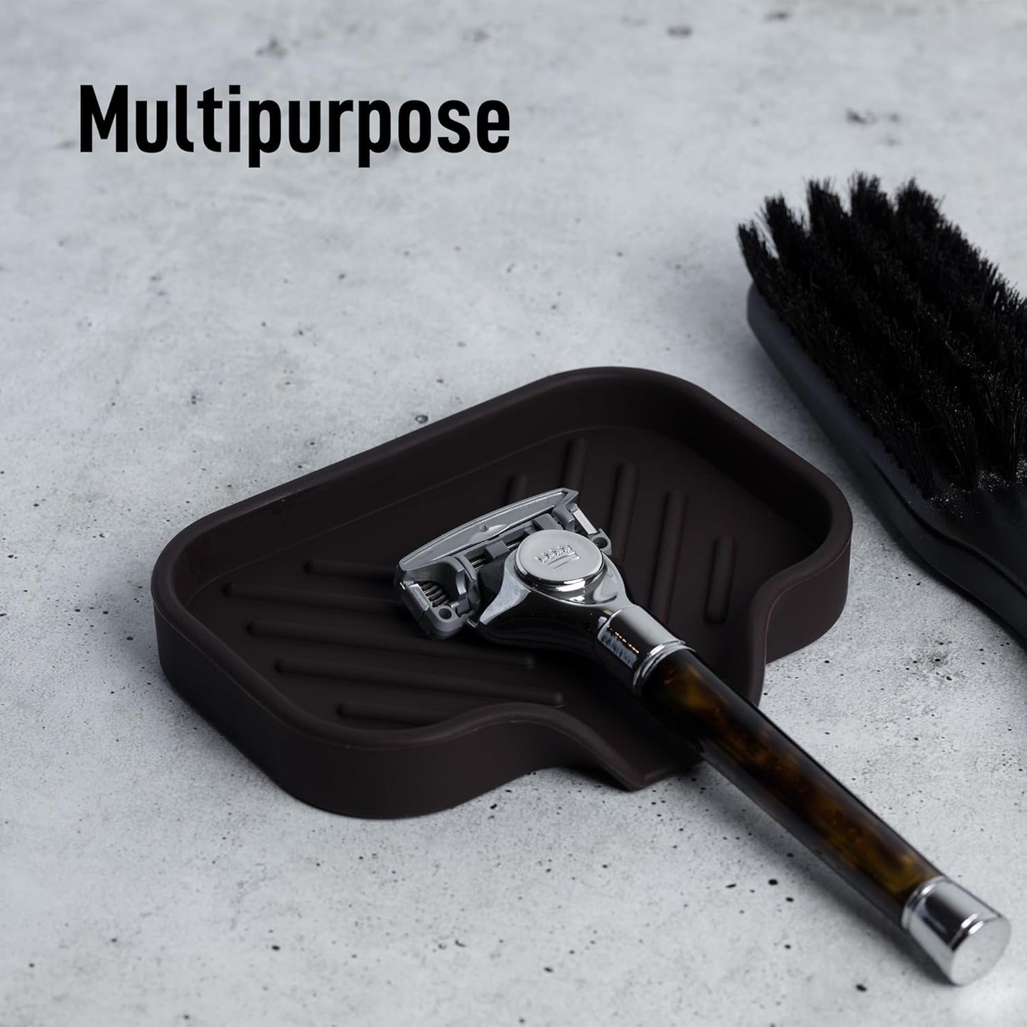 Zulay Kitchen Small Silicone Sponge Holder (4.9x3.3”) – Space-Saving Sink Organizer Tray for Sponge, Soap, Brush & More – Compact Non-Slip Dish for Kitchen & Bathroom (Chocolate)