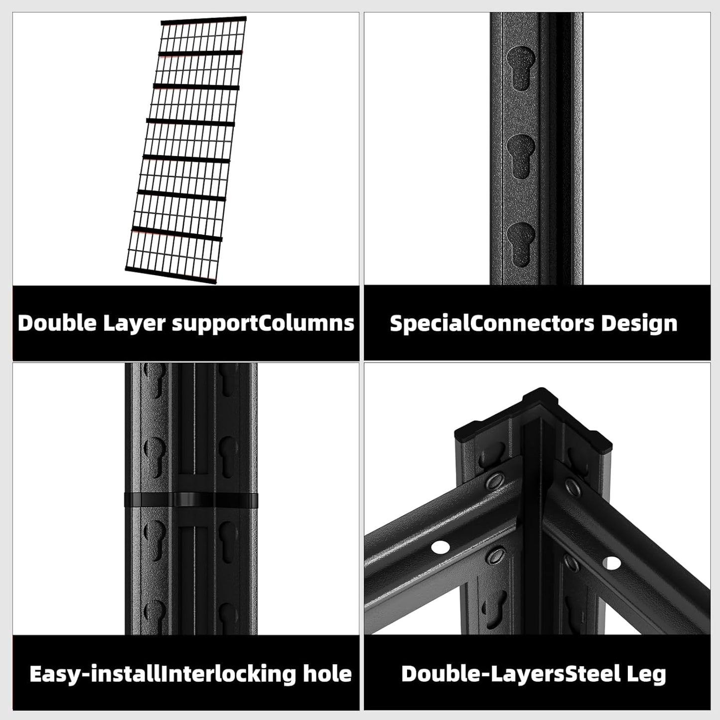 5 Tier Metal Shelving Unit, Adjustable Storage Shelves, 84" H x 47" W x 24" D Heavy Duty Garage Shelves for Warehouse, Basement, Kitchen, Pantry, Living Room, Black