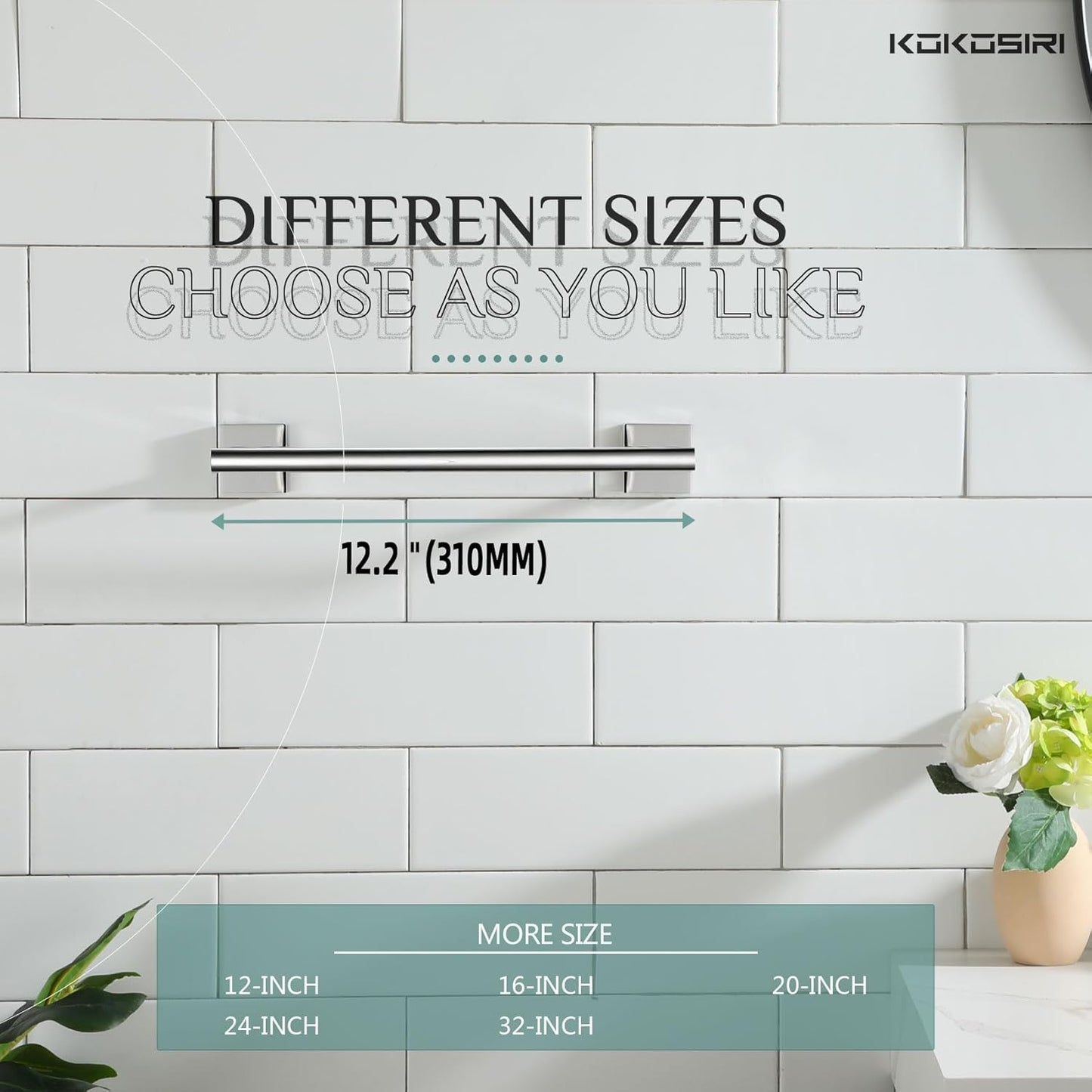 KOKOSIRI Hand Towel Bar 12 Inch Bathroom Towel Holder for Bath Kitchen Toilet Cabinet, 2 Pack Chrome Stainless Steel B4005CH-L12-P2