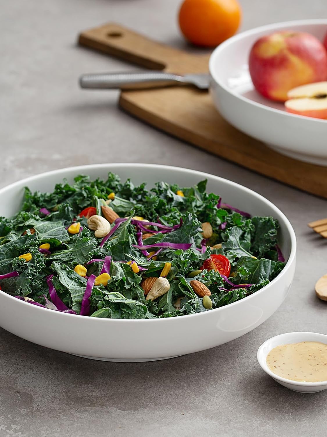 DOWAN Pasta Bowls, 65 oz Large Salad Bowls Set of 2, 10'' Serving Bowls for Wedding, Ceramic Shallow Bowl Plates, Serving Dishes for Entertaining, Microwave Dishwasher Safe