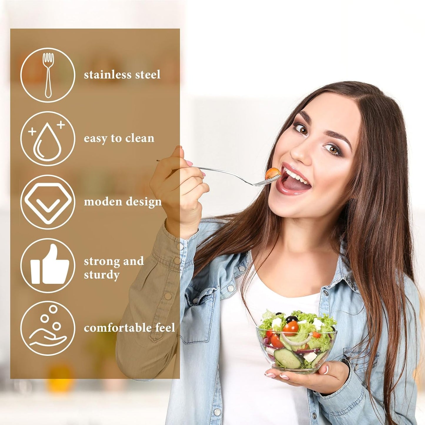 Minatee 100 Pcs Metal Dinner Forks Bulk Set 6.9 Inches Stainless Steel Forks Silverware Flatware Salad Cutlery Mirror Polished for Home Kitchen Restaurant Eating Silverware Utensils