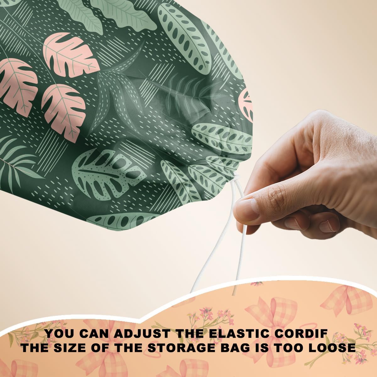 Tropical Green Leaves Plastic Bag Holder, Grocery Bag Holder for Plastic Bags, Nature Greenery Reusable Grocery Bags Storage Dispenser for Home Kitchen Decor, Plant Lover Gifts for Women