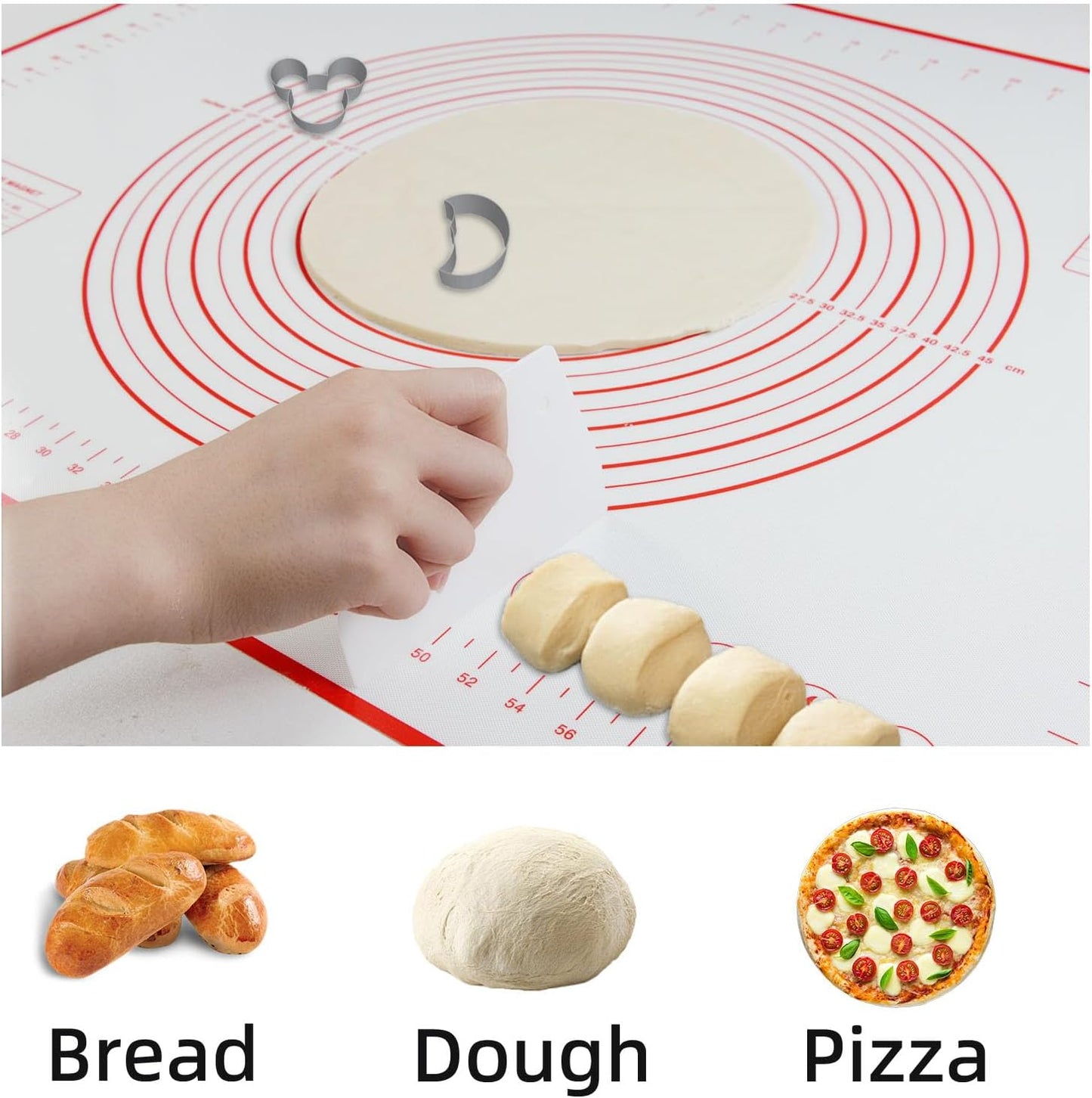 32x24" Extra Large Dough Mat Silicone Baking Mats for Rolling Pastry Kneading Sheet Sourdough Bread Baking Supplies Red