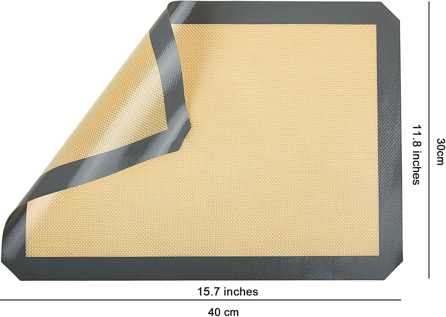 Inmorven 2-Pack Non-Stick Silicone Baking Mat, Food Safe Non Slip Heat Reusable Silicone Liner Sheet for Baking Cookies Pastries Bread Rolling Dough Oven Tray