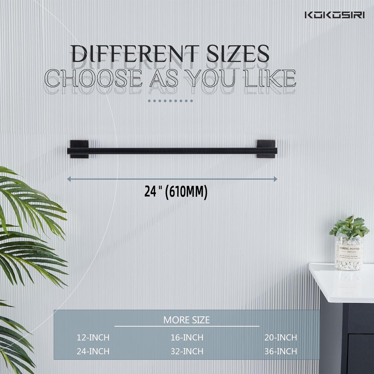 KOKOSIRI Bathroom Towel Bar Bath Towel Holders for Toilet Kitchen Cabinet Wall Mount 24 Inch Oil Rubbed Bronze Stainless Steel B4005ORB-L24