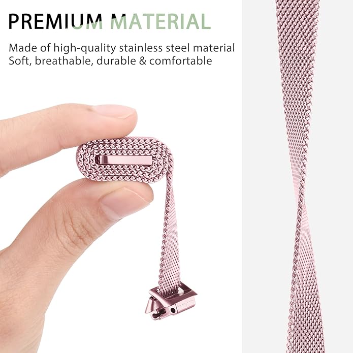 Meliya Metal Band for Fitbit Inspire 3 Bands Women Men, Stainless Steel Metal Mesh Loop Adjustable Magnetic Wristband Replacement Straps for Fitbit Inspire 3