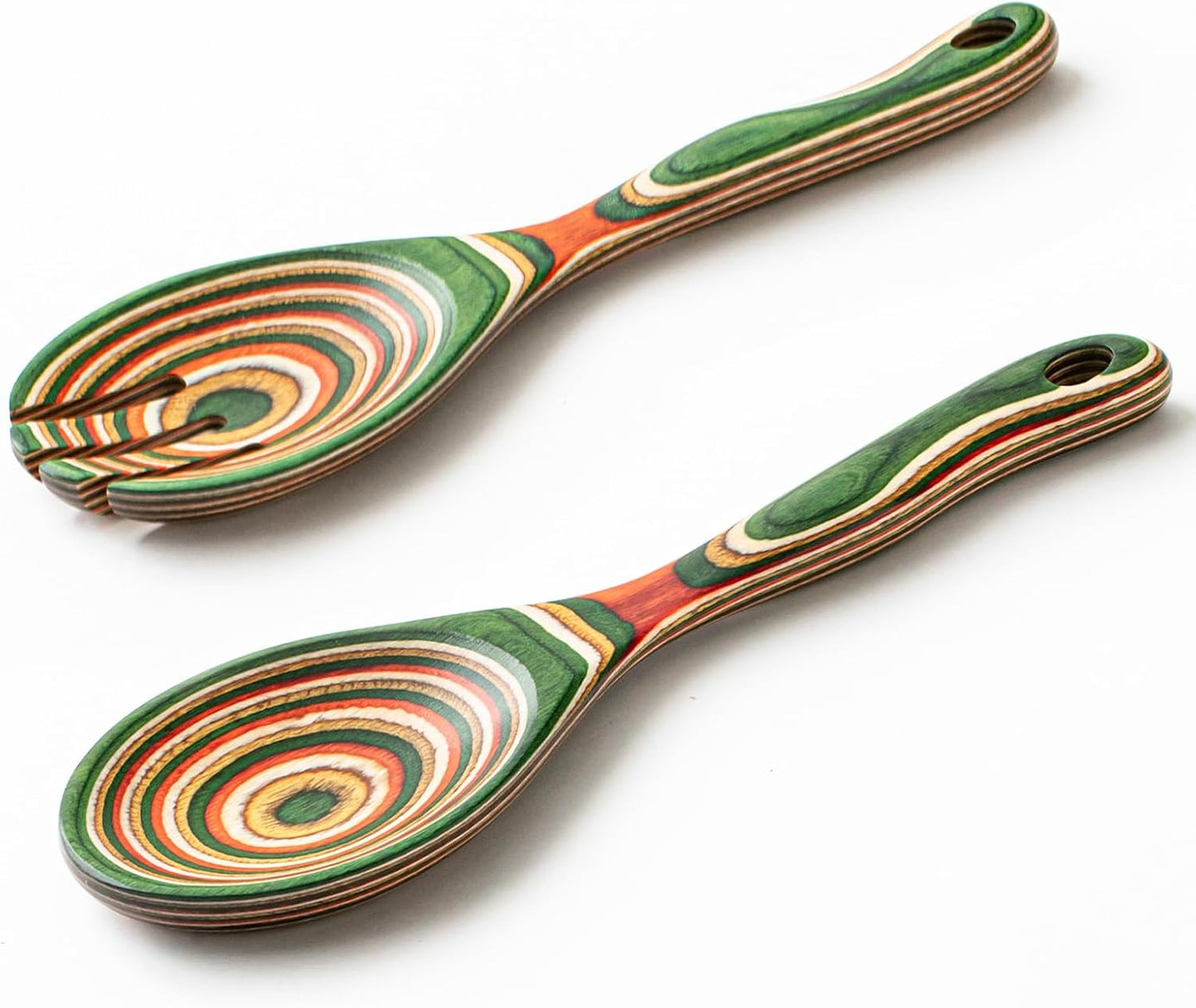 Gudamaye Pakkawood Wooden Salad Server Set,10.5 inch Salad Tongs for Serving including Salad Mixing Dinner Fork and Spoon,Long Handle Salad Server Set