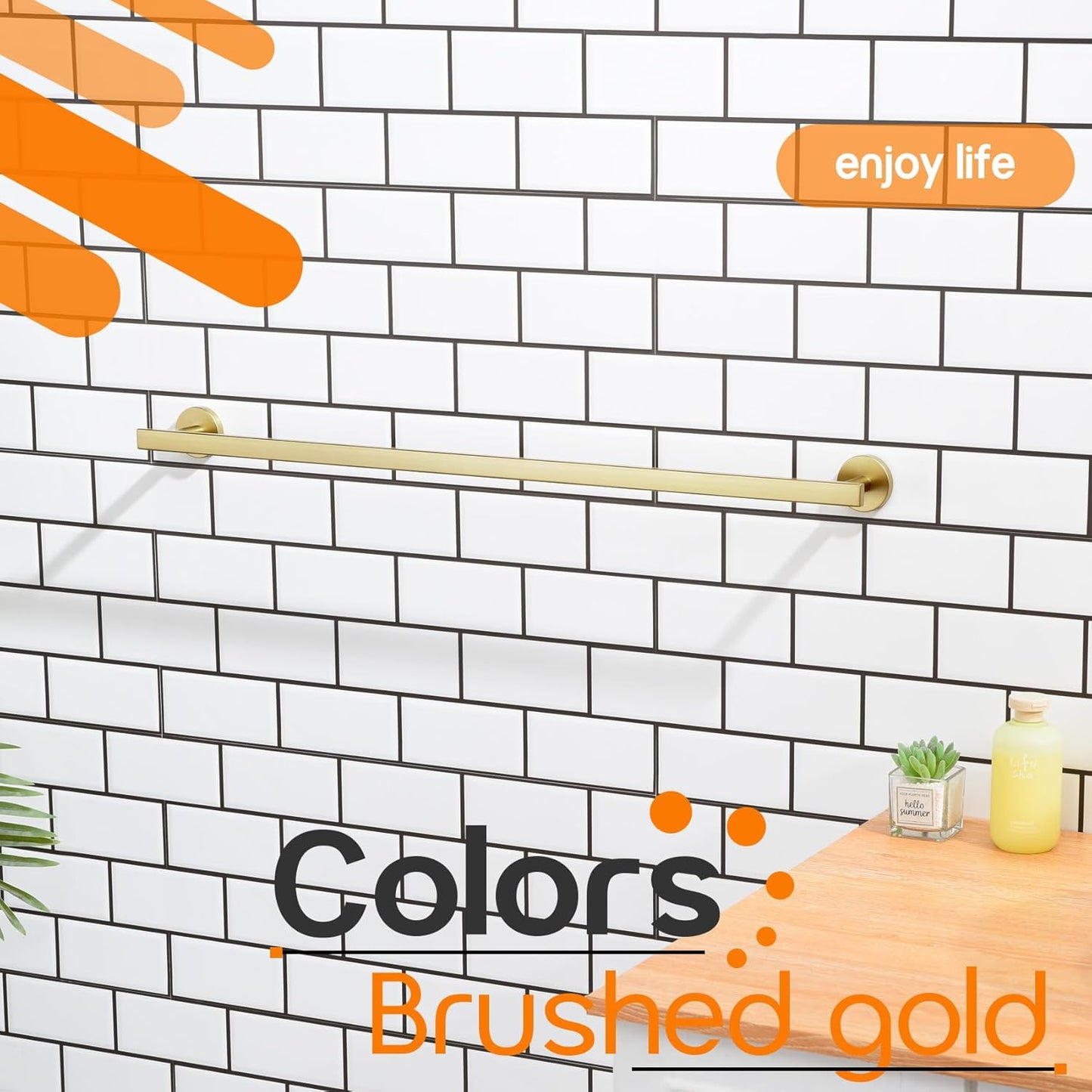 36 Inch Bathroom Towel Bar Bath Towel Rack Kitchen Towel Holder Long Towel Rails Wall Mounted SUS304 Stainless Steel Brushed Gold AN4001GD-L36