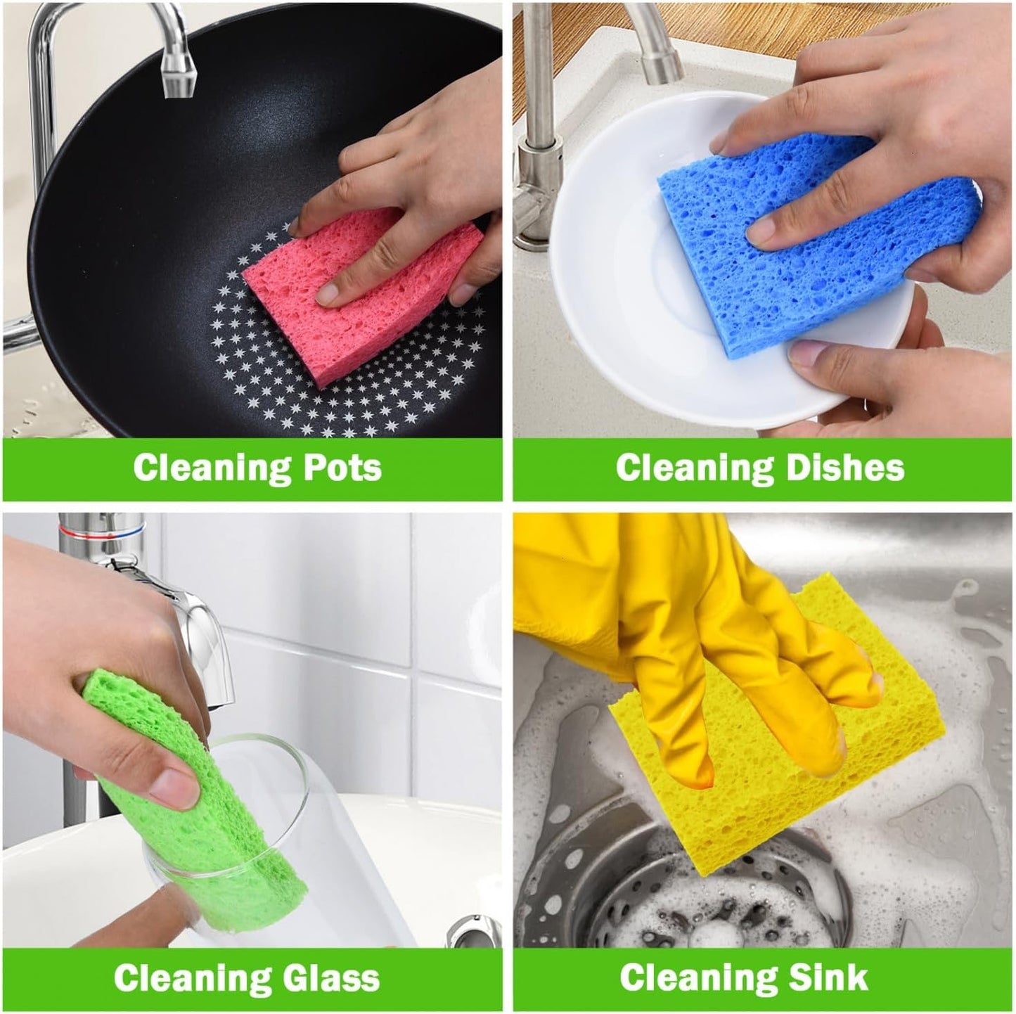 YoleShy 24 Pack Kitchen Sponges Natural Cellulose Compressed Sponges for Cleaning Reusable Dish Sponges Kitchen Non-Scratch DIY for Kids
