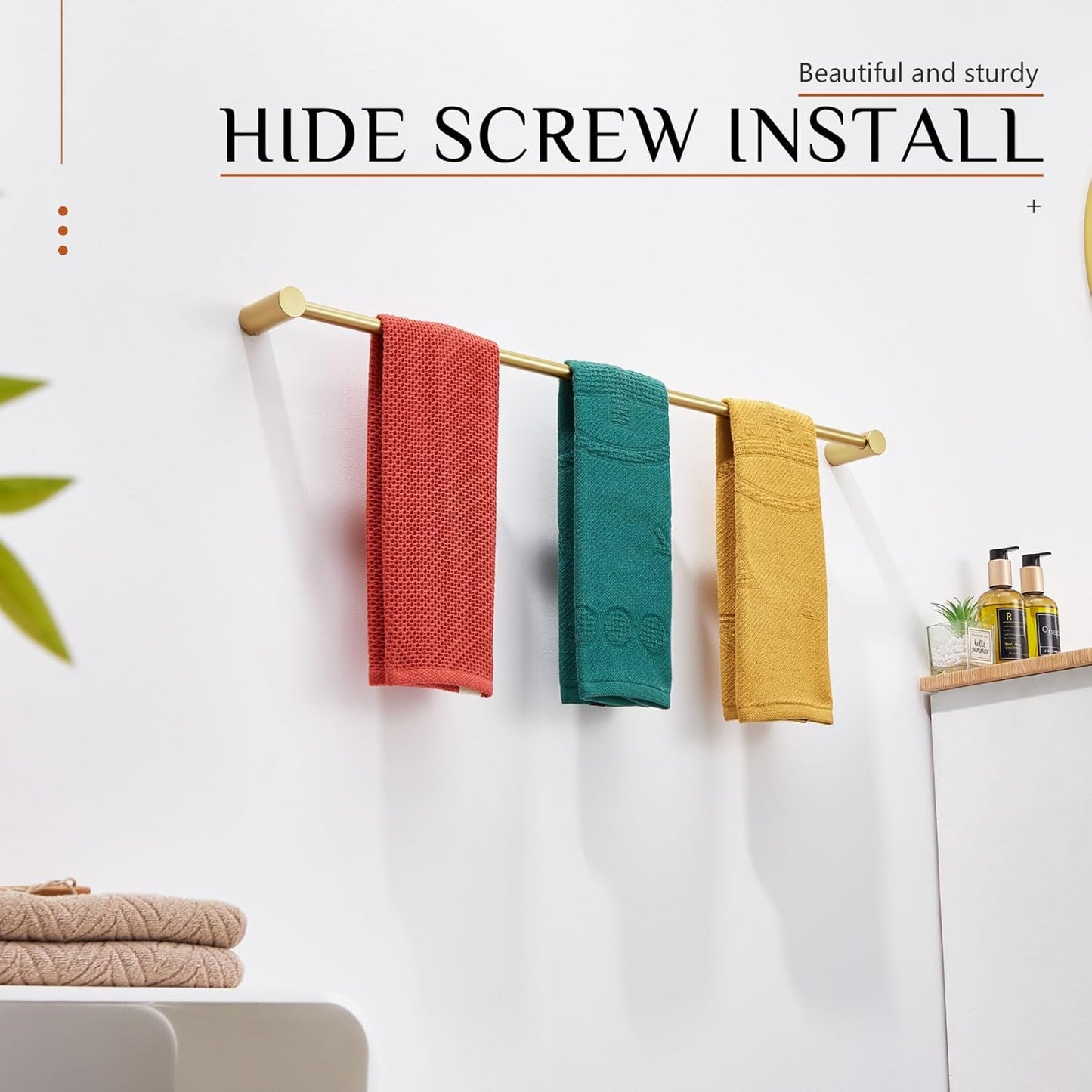 KOKOSIRI Towel Holder Gold for Bathroom Hanger 36-Inch Towel Bar Wall Mounted Bathroom Hardware Lavatory Accessories Stainless Steel, B4007BG-L36