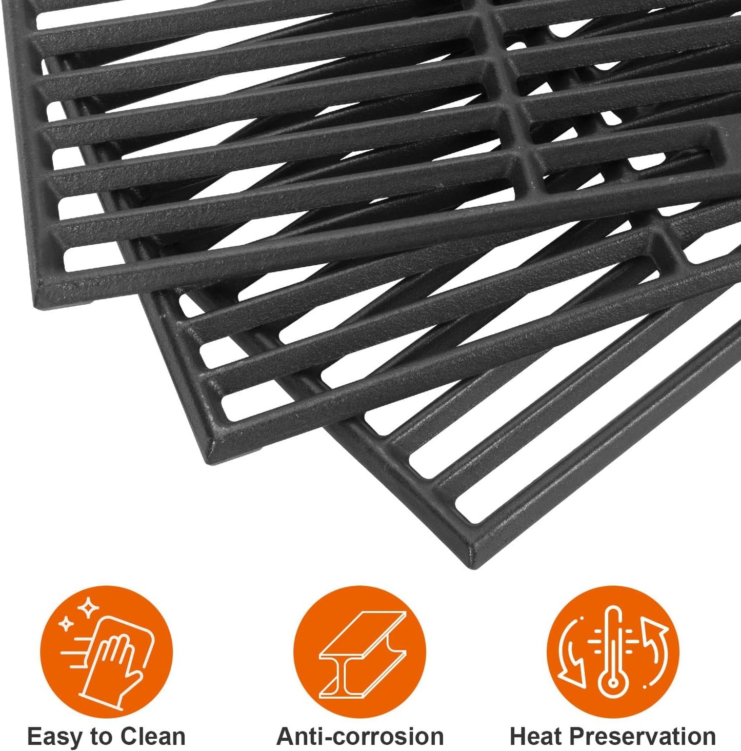 Cast Iron Grill Grates and Stainless Steel Grill Part Kit for Charbroil Performance 5 Burner Grills 463275717 463275517 463243518 463243519, Heat Plates, Burners, Adjustable Crossover Tube, Ignition