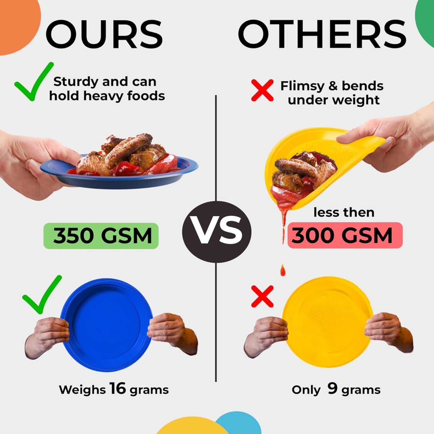 Exquisite Party Solids Pink Plastic Plates For Party 9" Pink Disposable Plates Heavy Duty Supplies 100 Pcs Plastic Dinnerware Sets Heavy Duty 350 GSM Disposable Dinnerware Set