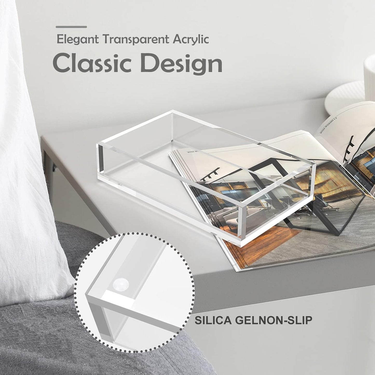 Napkin Holder, 8mm Thicken Clear Acrylic Tray for Disposable Hand Towels, Bathroom Vanity Organizer Tray Guest Paper Towels holder Lucite Tray for Bathroom, Business, Restaurant, Hotel