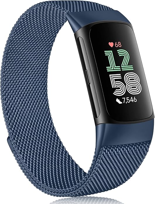 Meliya for Fitbit Charge 6 Bands Women Men, Stainless Steel Metal Mesh Loop Adjustable Magnetic Wristband Replacement Straps Compatible with Fitbit Charge 6 Fitness Tracker