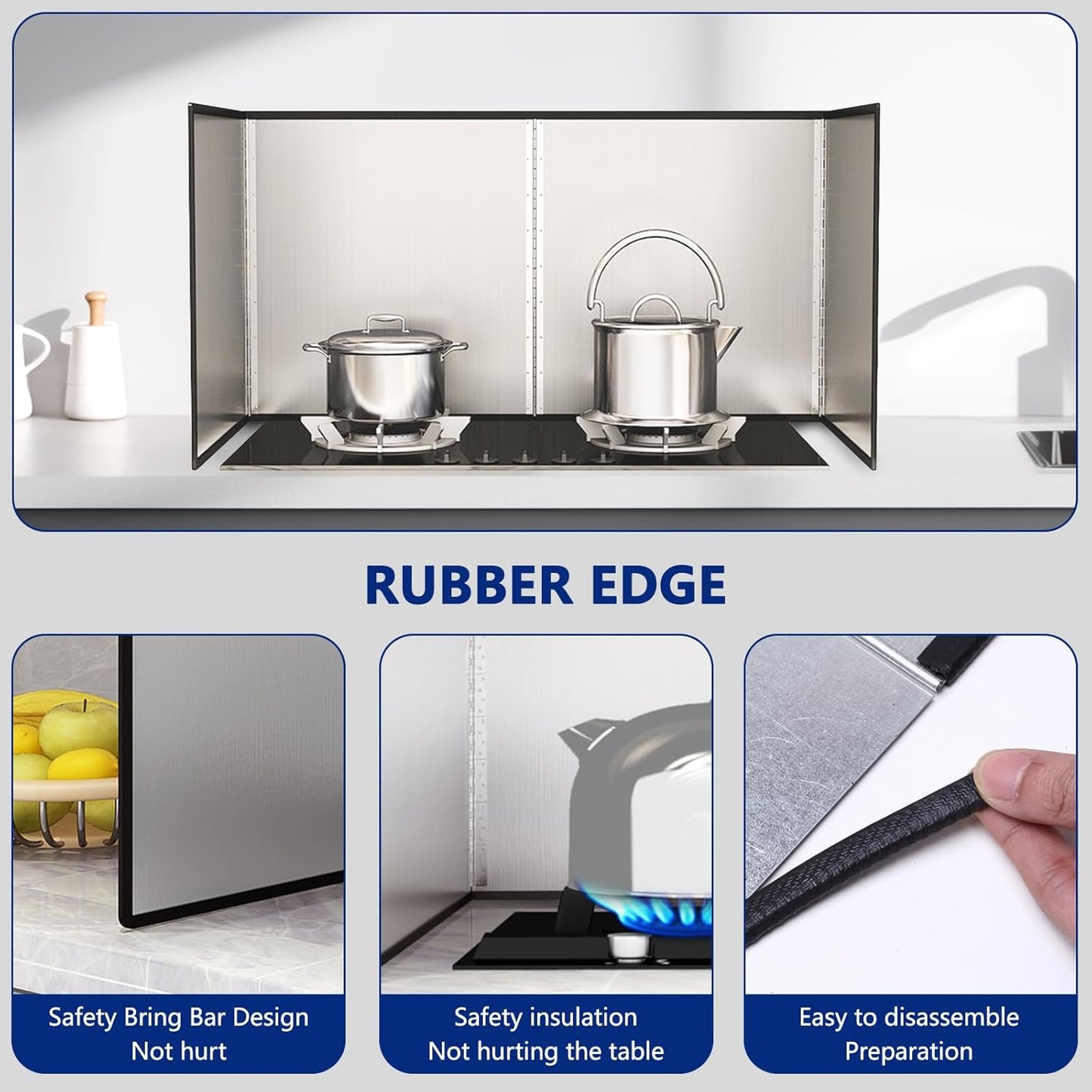 2 Pieces 2 Sided Grease Splatter Guard Foldable Splatter Guard for Stove Stainless Steel Oil Splatter Screens Backsplash for Wall Gas Range Frying Pan Camping(Size:15.7×15.7inches)