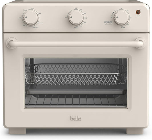 bella Air Fry Toaster Oven, 7 Preset Cooking Options, Dishwasher-Safe EverGood Coated Trays Included, 60-Minute Auto Shutoff w Audible Timer, Power Indicator Light, 1700 Watt, Oatmilk