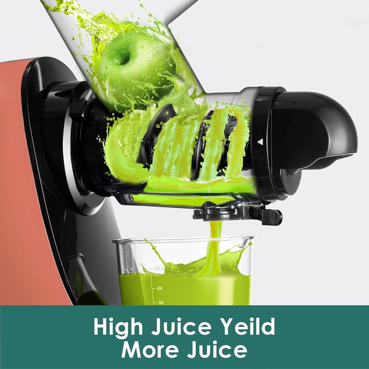 Cold Press Juicer,Juicer Machines Vegetable and Fruit with 3'' Feeding Chute, Masticating Slow Juicer, Juice Extractor, Easy to Clean,2 Speed, BPA-Free, 200W (Orange)