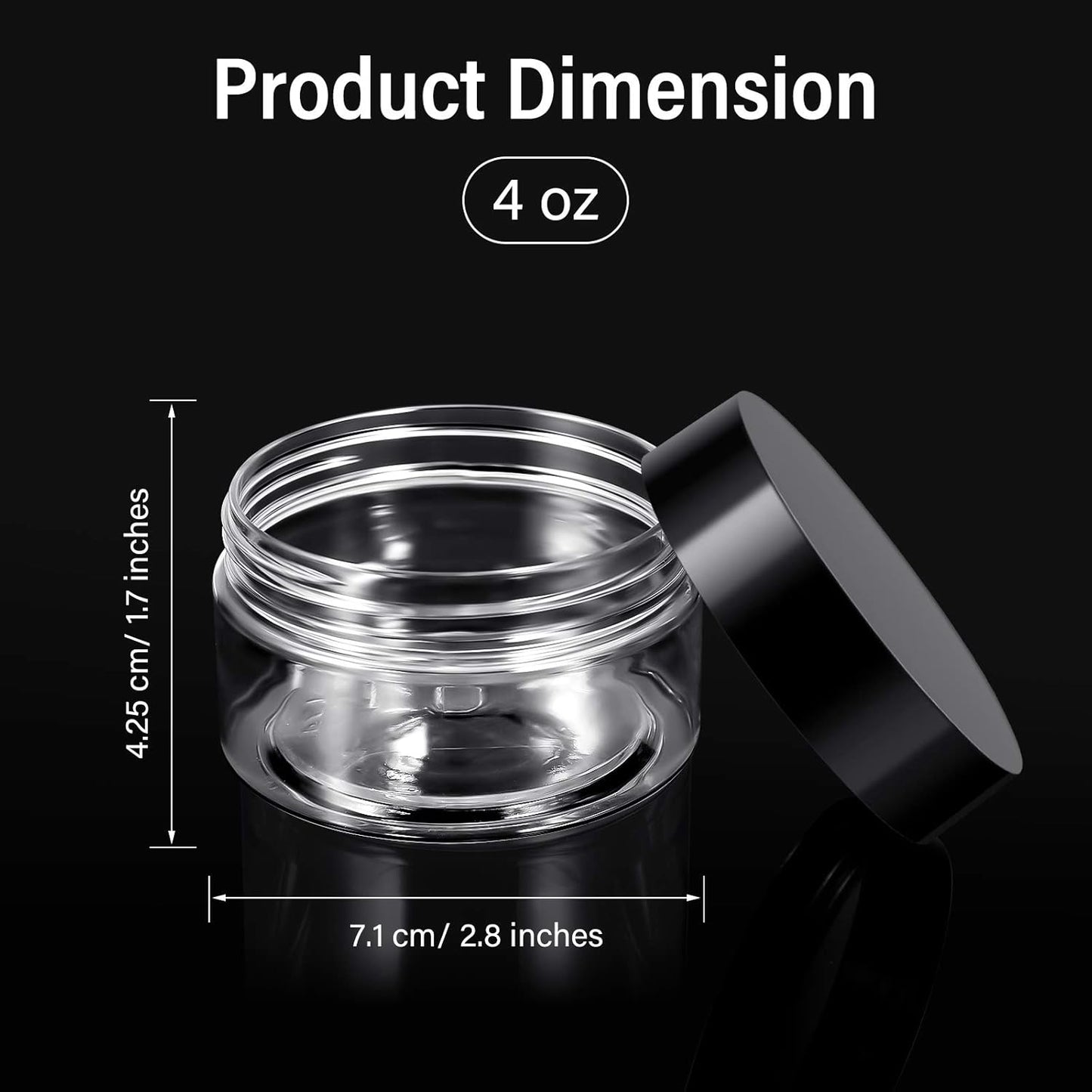 SATINIOR 6 Pack 3 oz Plastic Jars Containers with Lids Wide-mouth Refillable Leakproof Reusable Round Empty Jars for Travel Cosmetic Dry Food SpiceCandy Cookie Home Kitchen Organizing(Black)