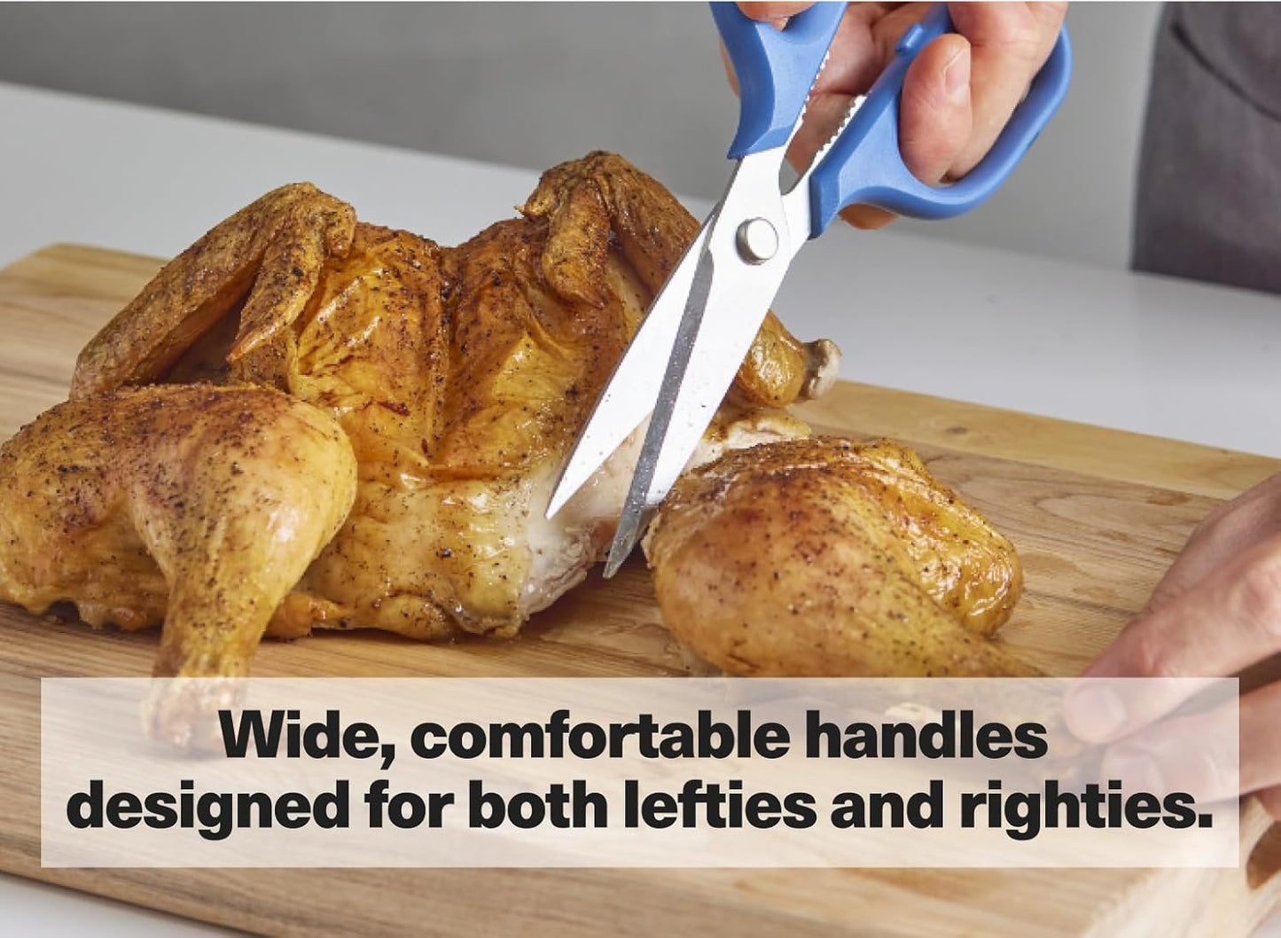 Misen Heavy Duty Kitchen Shears - Comfortable Ambidextrous Scissors for Meat, Poultry, Herbs & More - Easy to Clean - German Stainless Steel - Small | Blue