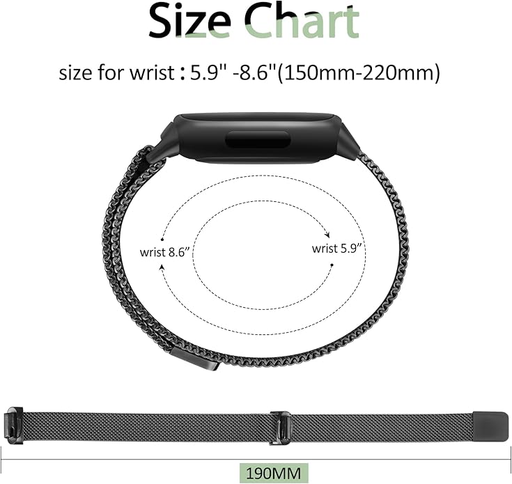 Meliya Metal Band for Fitbit Inspire 3 Bands Women Men, Stainless Steel Metal Mesh Loop Adjustable Magnetic Wristband Replacement Straps for Fitbit Inspire 3