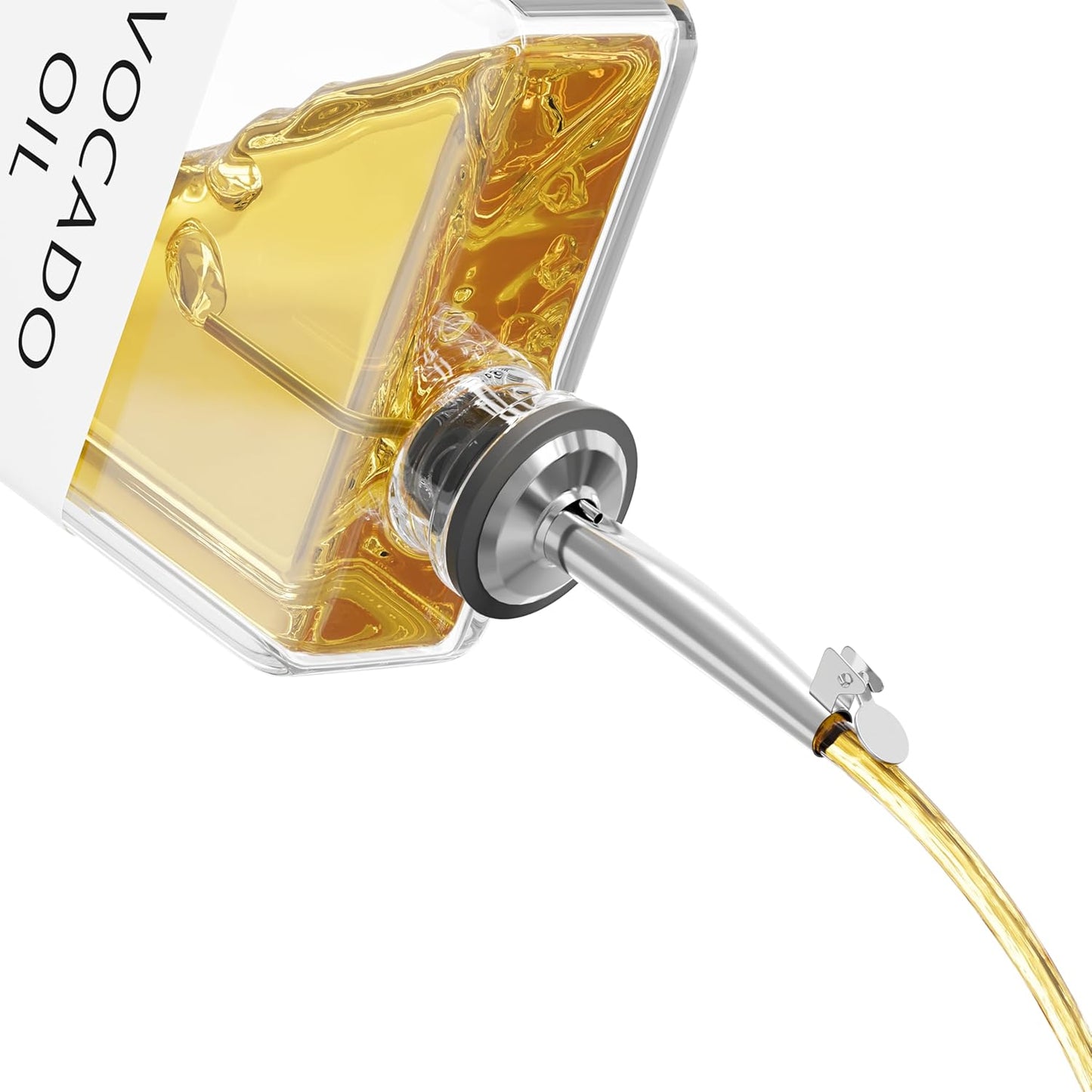 New England Stories Kitchen Cooking Oil Dispenser Set, Olive Oil and Vinegar Bottles, Soy Sauce Dispenser - 4 Pieces, Silver, Durable & Stylish Design