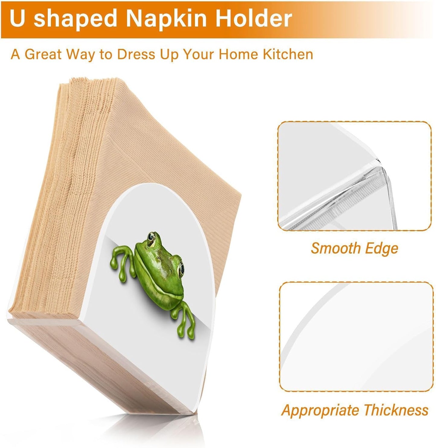 Frog Napkin Holder for Table Paper Napkins Holder Acrylic Tissue Dispenser Kitchen Dining Room Bathroom Party Car Decor