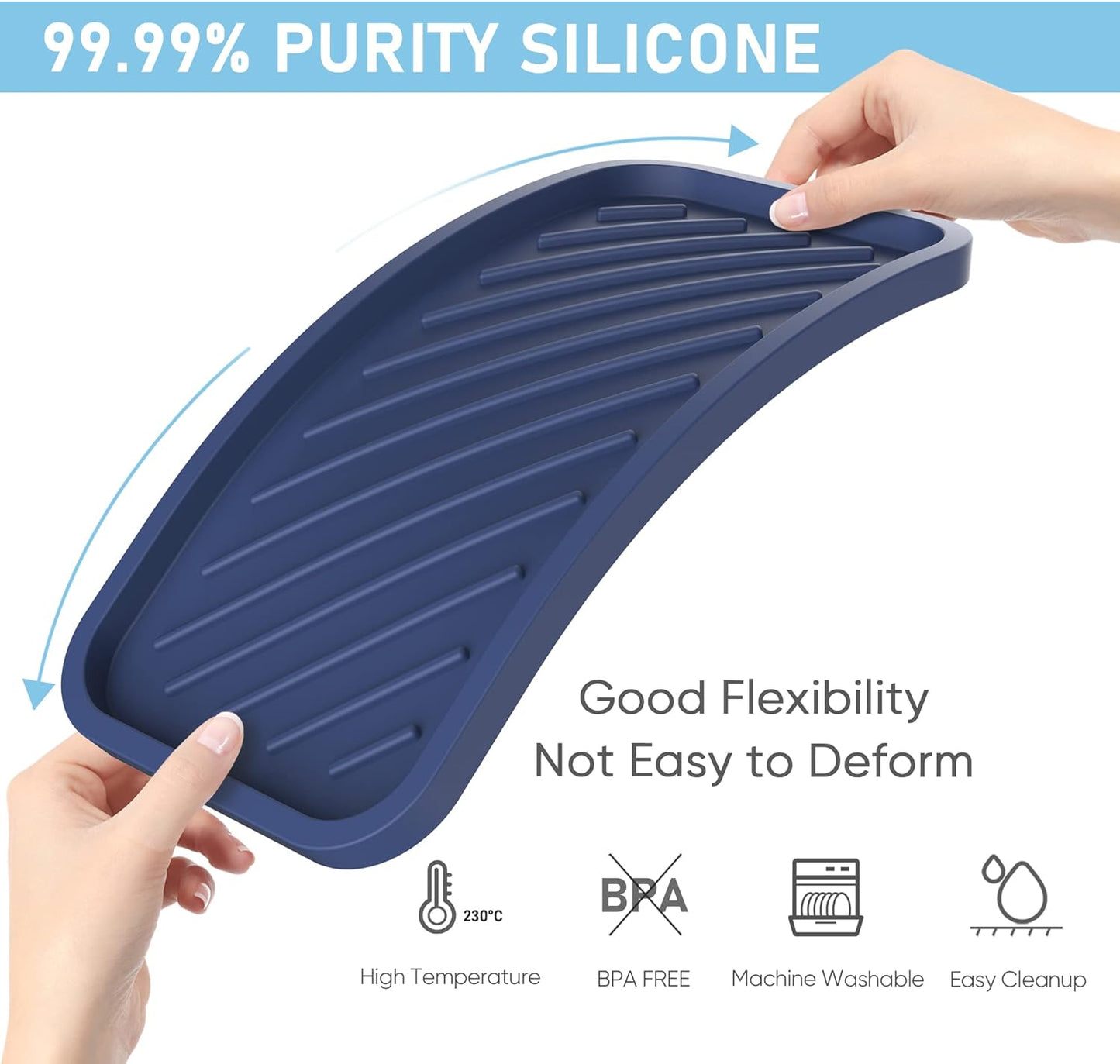 EG-SIPRO Silicone Sponge Holder,Large 10" Kitchen Sink Organizer Tray Kitchen Soap Tray Soap Sponge Holder for Bathroom Counter Sponge Caddy Dish Soap for Scrubber,Soap Dispenser,Scouring Pad