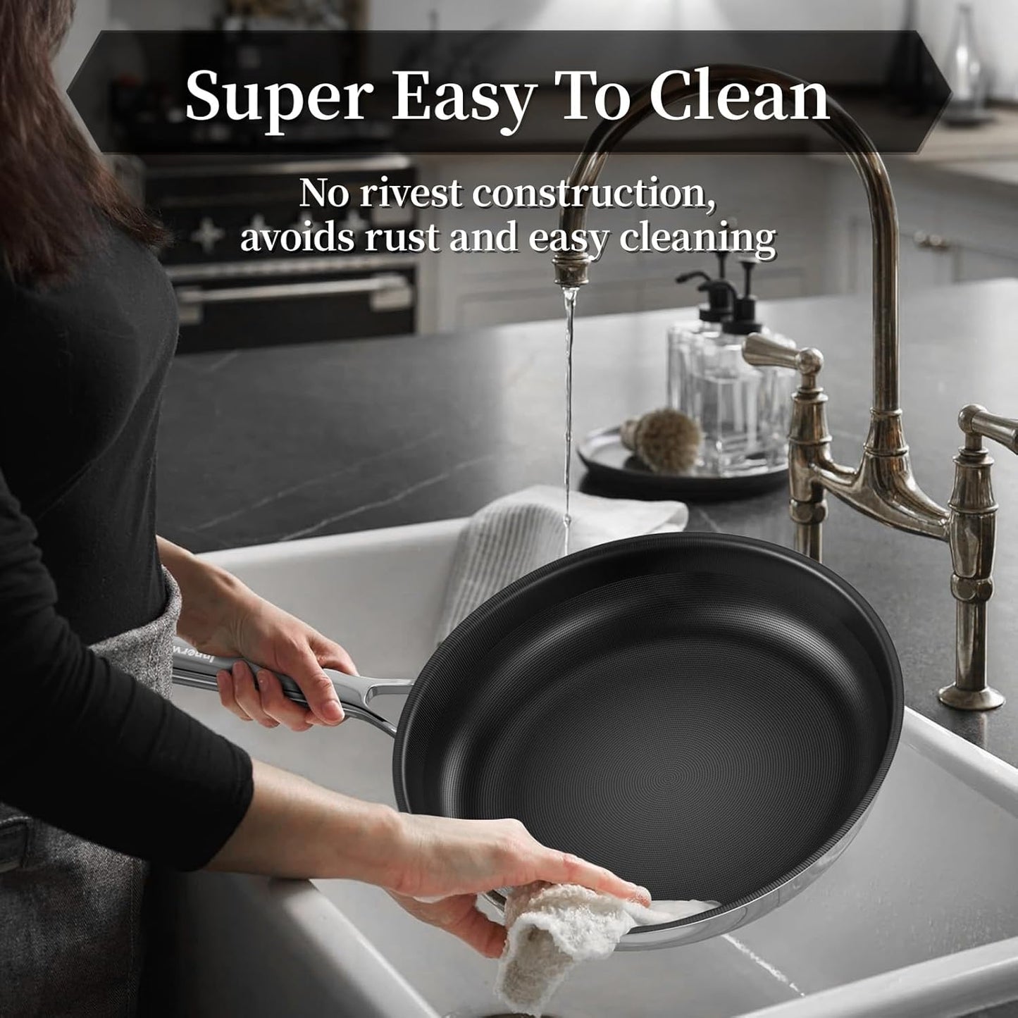 Nonstick Ceramic Frying Pan,11 Inch Stainless Steel Frying Pan Skillet with Glass Lid,Titanium Ceramics Egg Pan Omelet Pans,Kitchen Cooking Pan Compatible with All Cooktops