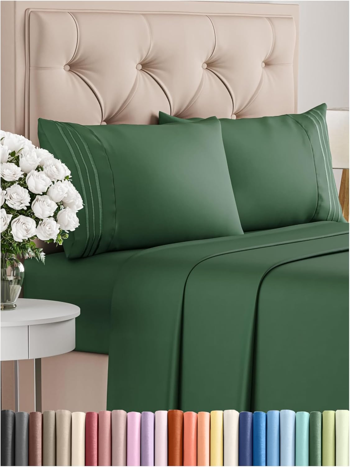 Queen Size 4 Piece Sheet Set - Comfy Breathable & Cooling Bed Sheets Set - Hotel Luxury Bedding for Women, Men, Kids, Teens, Boys & Girls - Deep Pockets, Soft, Wrinkle Free - Oeko-Tex - Emerald Green