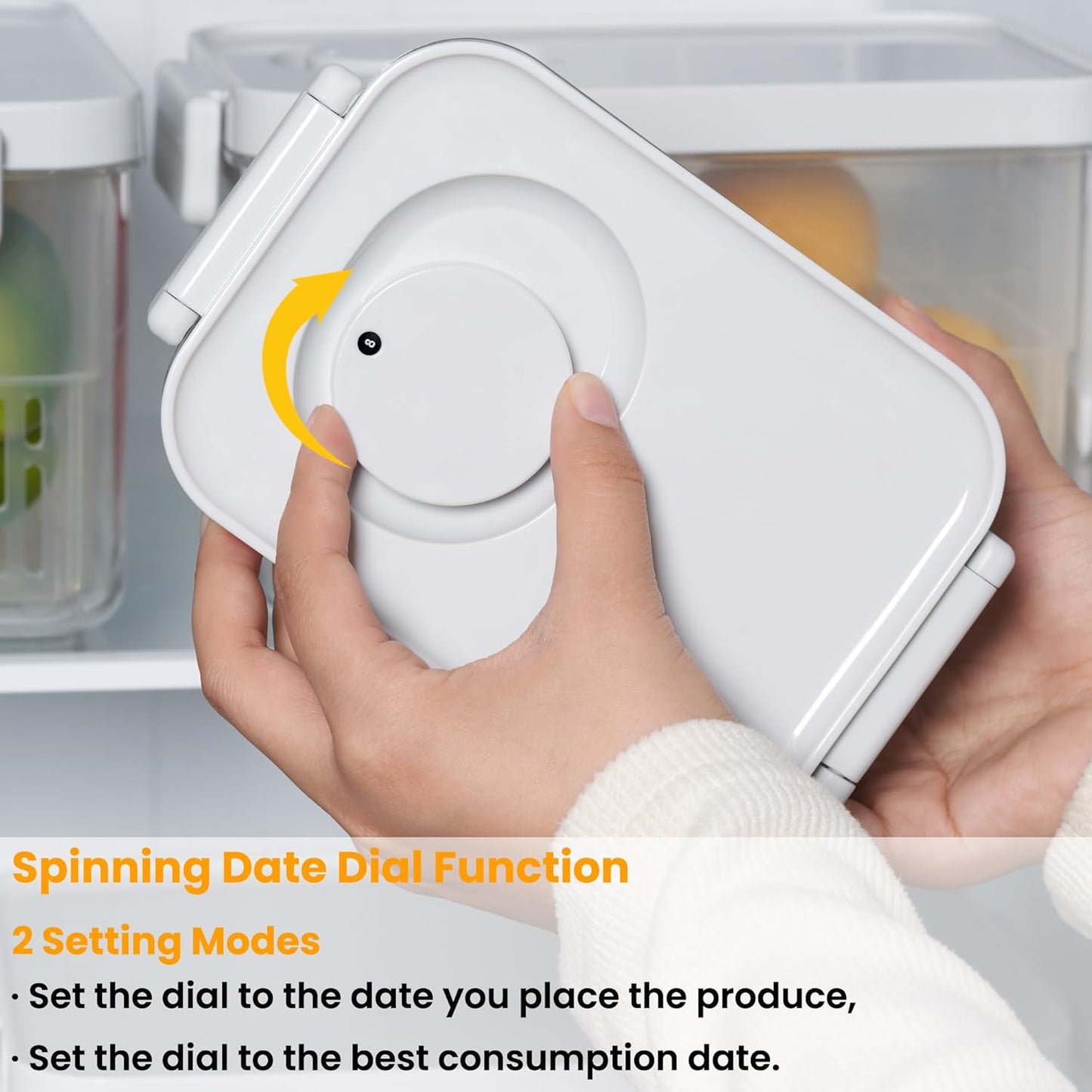 vacane 6 Pack Large Fruit Storage Containers for Fridge with Timing Knob, Produce Saver with Colanders, Lettuce Keeper Vegetable Food Fresh - Dishwasher Safe