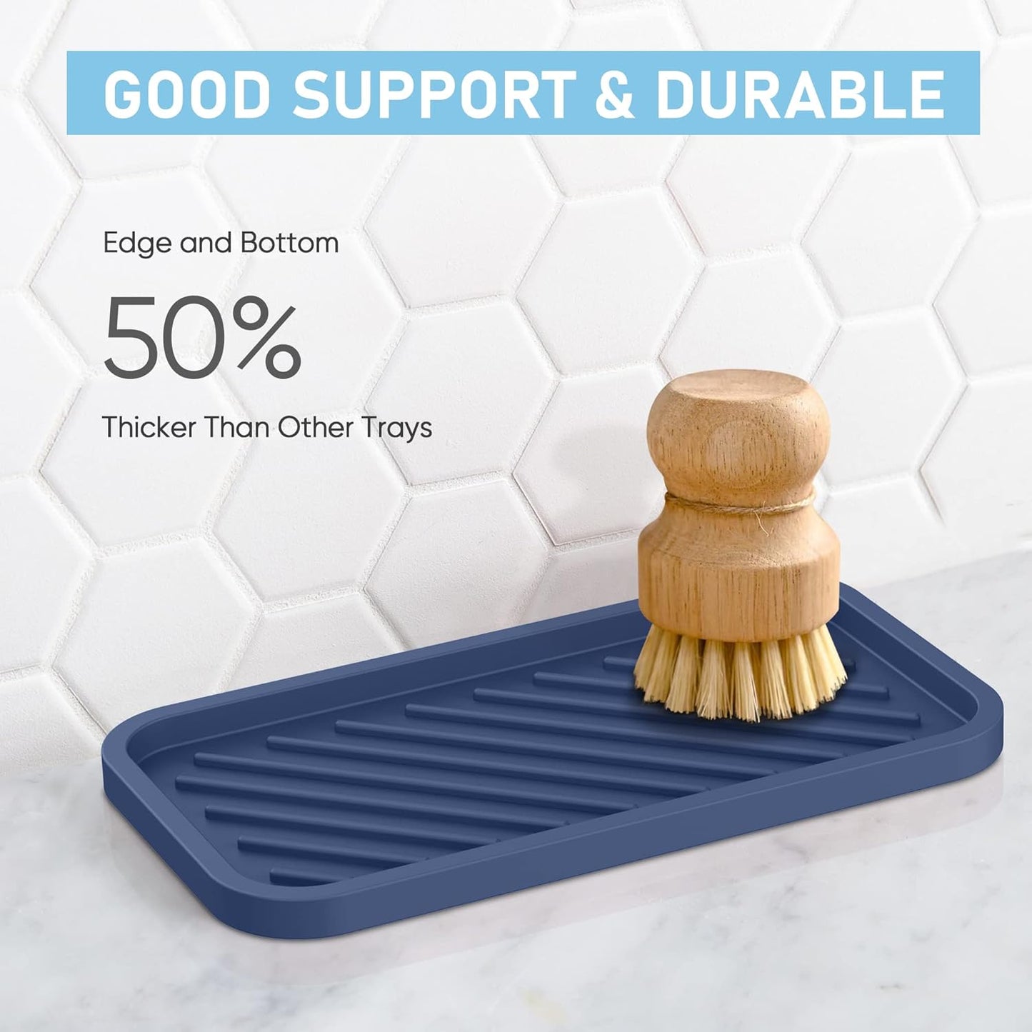 EG-SIPRO Silicone Sponge Holder,Large 10" Kitchen Sink Organizer Tray Kitchen Soap Tray Soap Sponge Holder for Bathroom Counter Sponge Caddy Dish Soap for Scrubber,Soap Dispenser,Scouring Pad