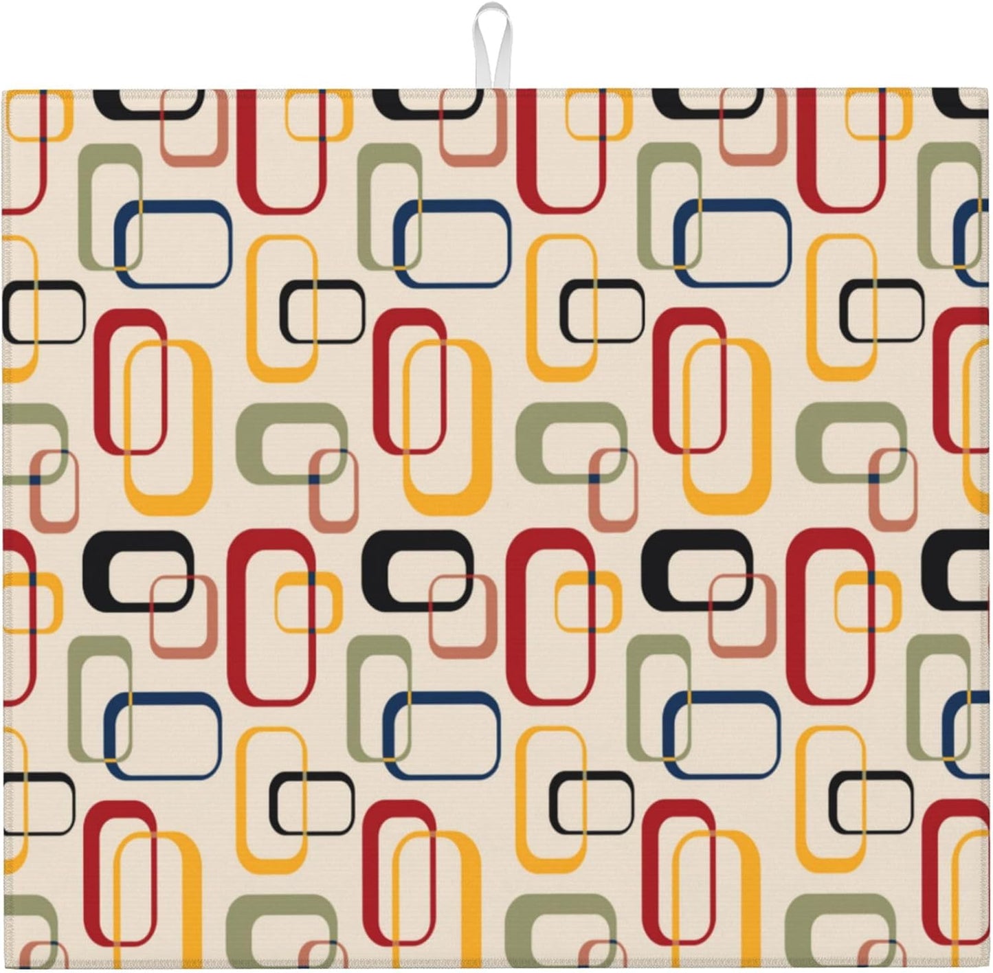 Mid Century Modern Retro Dish Drying Mat for Kitchen Counter Washable Absorbent Reversible Microfiber Vintage Decorative Drying Pad Kitchen Accessories 16x18 Inch