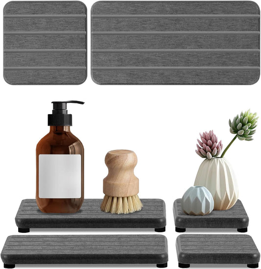 4PCS Fast Drying Diatomite Stone Soap Tray for Bathroom and Kitchen, Vanity Tray, Water Absorbing Coaster