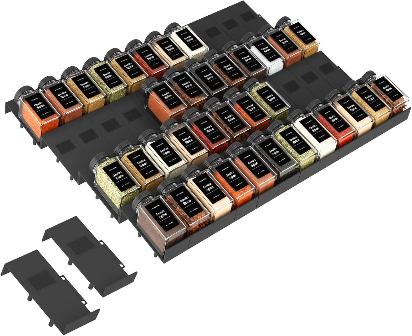 Famhap Spice Drawer Organizer, 48PCS Interlocking Expandable Seasoning Rack Tray Insert for Kitchen Drawers, Spice Rack Drawer for Spice Jars