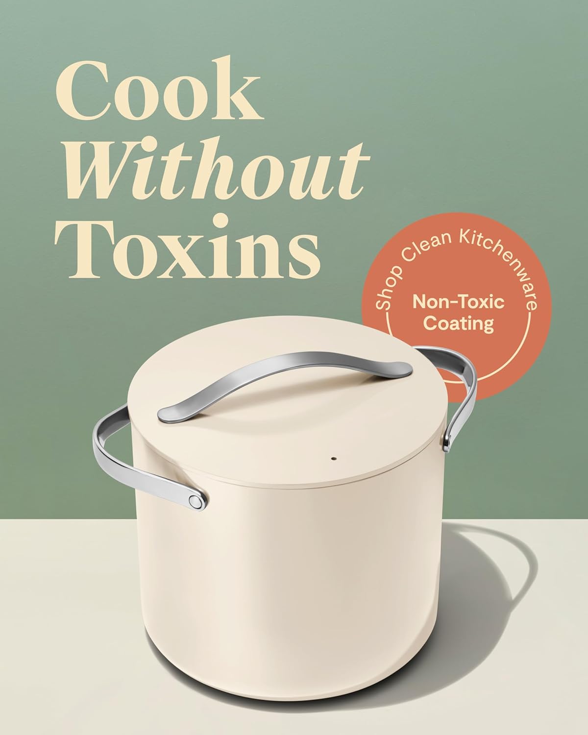 Caraway Stock Pot - 12 Qt Ceramic Coated Pot With Lid - Fee From Forever Chemicals - Large Pot for Bigger Batches - White